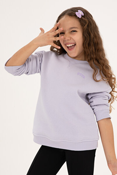 U.S. Polo Assn. Fată Liliac cu căptușeală din fleece guler rotund basic Swea ...
