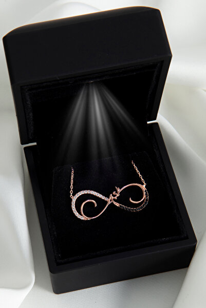 SARIASLAN Işıklı Kutuda Sonsuz Aşk Kolyesi 925 Ayar Gümüş Kolye Rose Gold