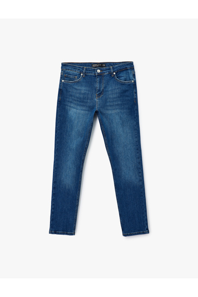 Koton Βαμβακερό τζιν παντελόνι με κανονική μέση λεπτή εφαρμογή - Brad Jean