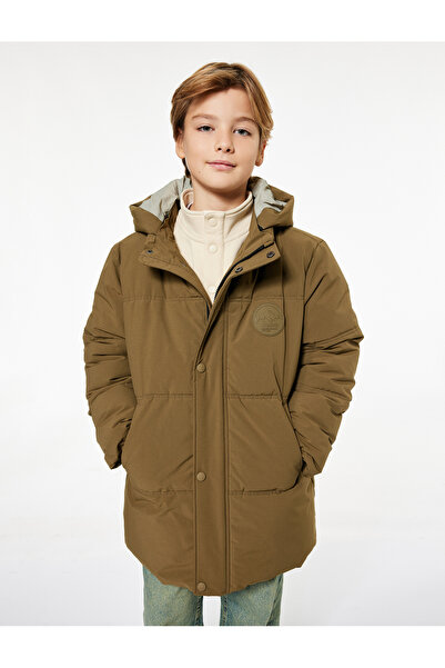 Koton Long Sleeve Water Repellent Hooded Coat with Pocket Detail