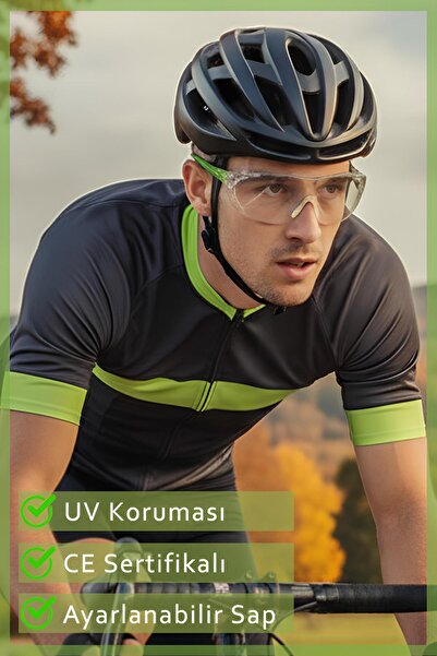 GLASWEN Bisiklet Gözlüğü Motorcu Rüzgar Koruyucu Ayarlanabilir Saplı Uv Koruy...