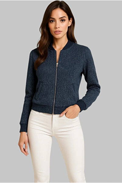 Jessica Dafer Williams Bomber Triko Cepli Fermuarlı Ceket Trend
