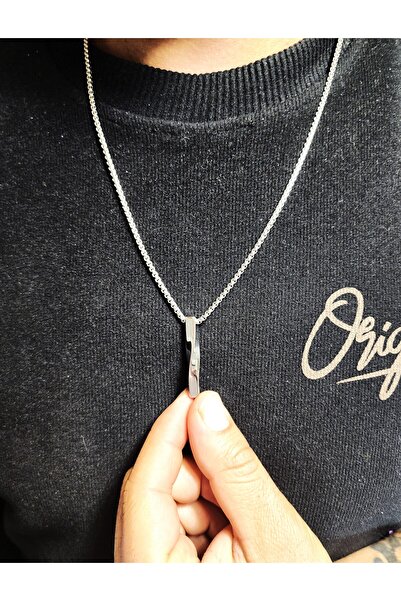 AGB قلادة بتصميم عمود مائل مع إكسسوارات (100% فولاذ جراحي 316L)