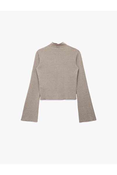 Koton Slim Fit Long Bell Sleeve Mock Neck Blouse