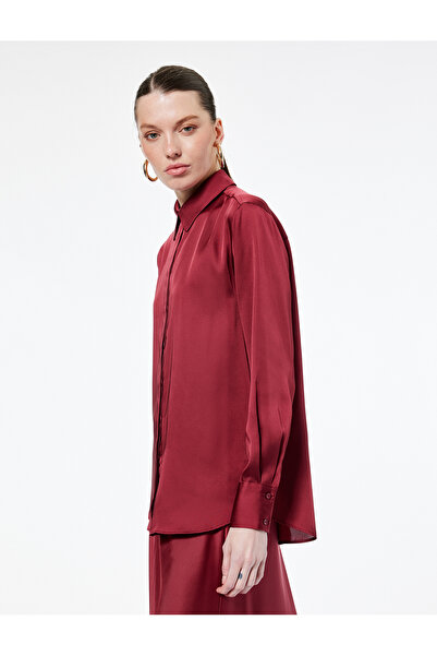 Koton Regular Fit Long Sleeve Classic Collar Satin Shirt