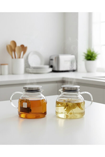 Buğra Home 2'Lİ METAL KAPAK ISIYA DAYANIKLI ÇAY/KAHVE/BİTKİ ÇAYI DEMLİĞİ /1000ML