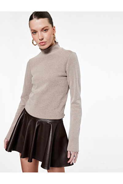 Koton Slim Fit Long Bell Sleeve Mock Neck Blouse