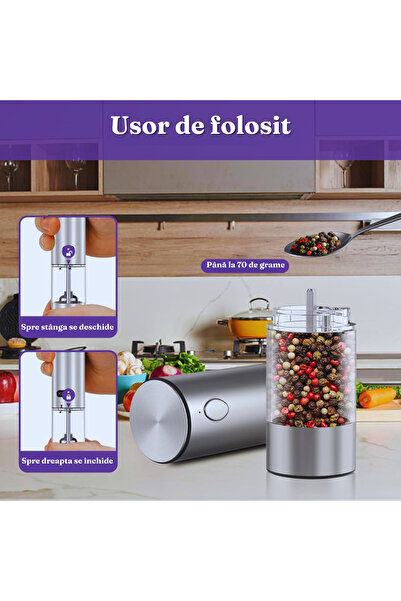 OEM Electric Salt/Pepper Grinder Set, 5 Grinding Settings, USB-C Charging, LED Light