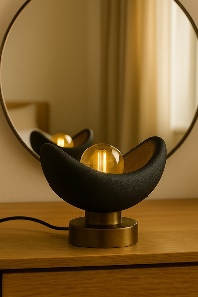 DNRYSL Luna Design Table Lamp Bronze Detailed Lampshade Dim Amber Light, Rustic Bulb Gift 20 X 37 cm