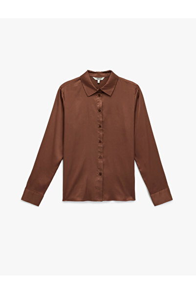 Koton Regular Fit Buttoned Long Sleeve Satin Shirt