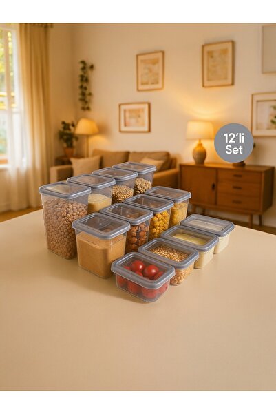 Nesto Home طقم تخزين الطعام والبقوليات مكون من 12 قطعة - منظم الثلاجة والفريز...