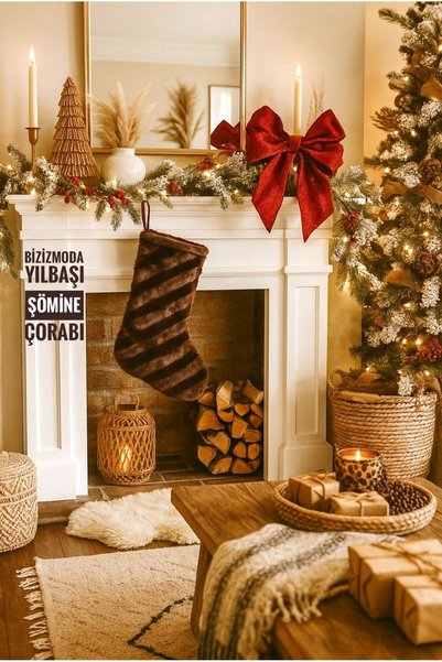 bizizmoda Christmas Tree Ornament Chenille Stocking New Year Gift Pouch