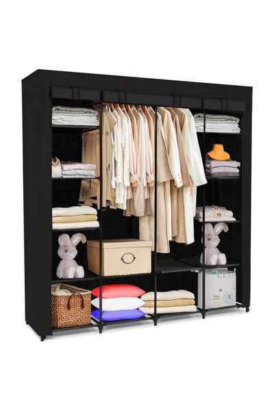 KESNUP Dulap textil portabil, 14 rafturi, dimensiuni 170 x 42 x 170 cm, negru