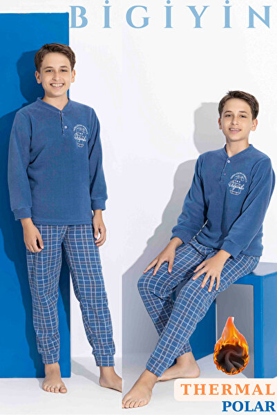 bigiyin Індиго Колір Хлопчачий Полярний Піжамний Комплект Дитячий Зимовий Піжамний Комплект Товстий Піжамний Комплект