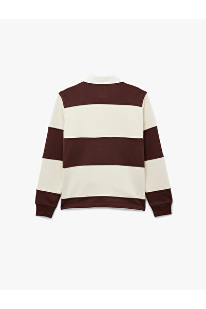 Koton Regular Fit Color Block Long Sleeve Polo Neck Sweatshirt