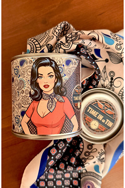 Time in a Tin Bohem Yansıma İpeksi Saten Fular – Retro Teneke Kutuda Yasemin ...