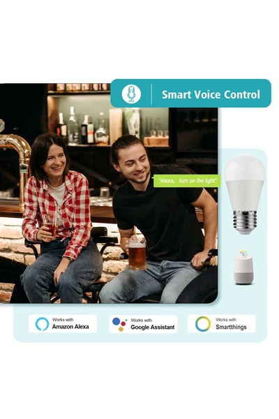 OEM Intelligent RGB+CCT LED Bulb, TUYA, Wi-Fi, Alexa/Google Assistant Compatible, C37, E14, 6W, 480 lm,