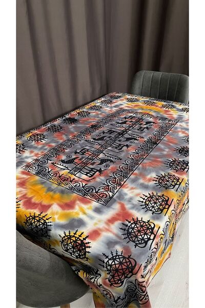 Sobe Hediyelik Batik Rectangular Tablecloth 220X150 cm – Stylish and Ethnic Design for 12 People