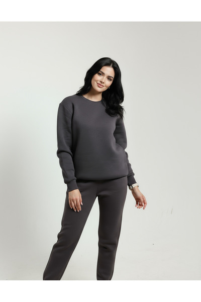 Veleno Set de trening pentru femei Smoked 3 İplik, cu guler în formă de O, cu...