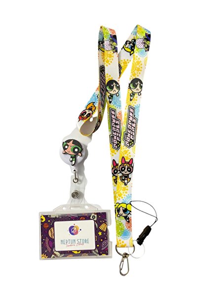 neptünstore مجموعة Powerpuff Girls مكونة من 3 أشرطة للرقبة والهاتف + لعبة Buttercup Yoyo + حقيبة لحمل البطاقات Mdl1