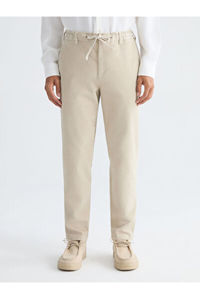 LC Waikiki Beige Standard Fit Velvet Men's Trousers