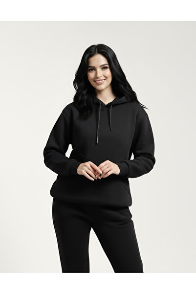 Veleno Set de trening negru pentru femei, cu 3 fire, cu buzunare laterale, in...