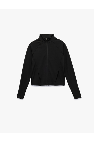 Koton Hanorac sport cu mânecă lungă și fermoar, cu guler vertical