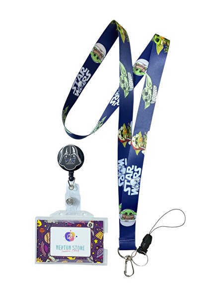 neptünstore Star Wars Darth Vader Set de 3 frânghii pentru gât și curea pentru telefon + suport pentru card pentru guler Yoyo + container pentru carduri