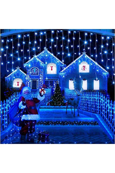 OEM Instalație de Crăciun 20 m, 400 LED-uri, 8 efecte luminoase, Exterior/Interior, Interconectabilă, Albastră