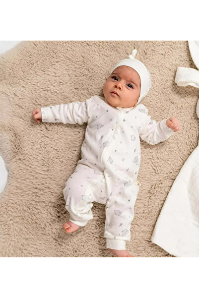Bubbless 100% Organic Little Lamb Patterned Zippered Baby Jumpsuit
