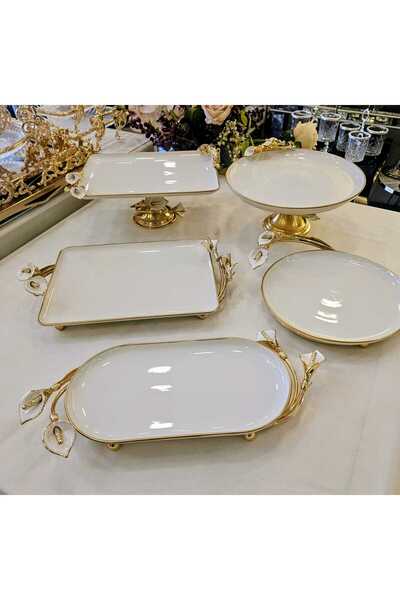 MaviDamla 5 PARCA GALA MİNELİ  MODEL  AYAKLI SUNUM SETİ