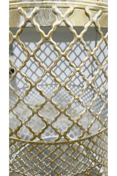 VENON Sehpalı Lambader Elips Krem Sarı Patine Metal Gövde ⭐️Krem Kumaş Şapka⭐️Salon Köşe Lambası