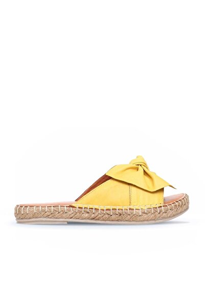 BUENO Shoes Yellow Leather Women's Espadrille Slippers 01Wl4605