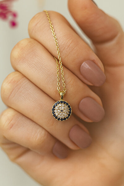 NAS fashion قلادة من حجر الزركون الذهبي مع خرز العين السحرية، توفر الحماية والأناقة معًا