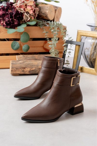 BARAK SHOES Women's Pointed Toe Boots with Side Buckle New Season