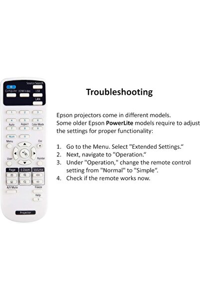 Generic Smartby Universal Projector Remote Control for Epson Projectors