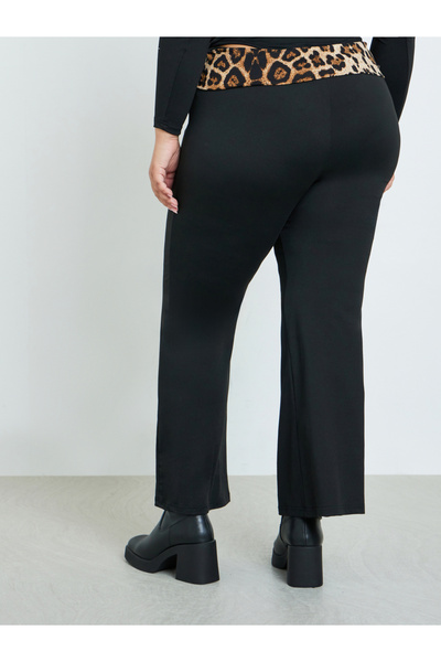 Styli Plus Size Black Leopard Waist Leggings