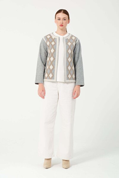 Hatun Atila سترة هاتون أتيلة بنمط البقلاوة المطرزة 7866 رمادي