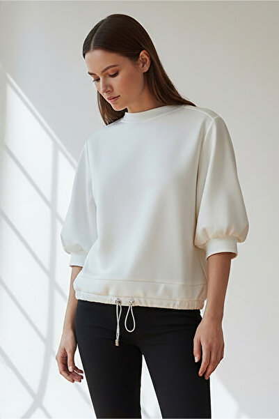 Allyco Crew Neck Plain Half Sleeve Knitted Ecru T-Shirt