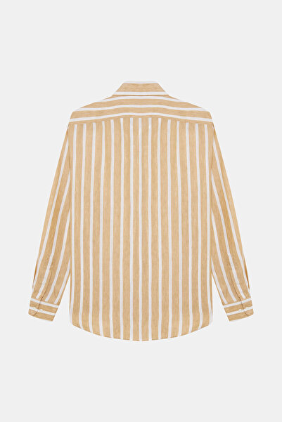 W Collection White Long Sleeve Striped Cotton Elastane Shirt
