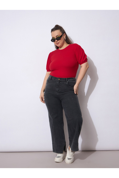 Sassafras By Styli Plus Size Black Straight Leg Jeans