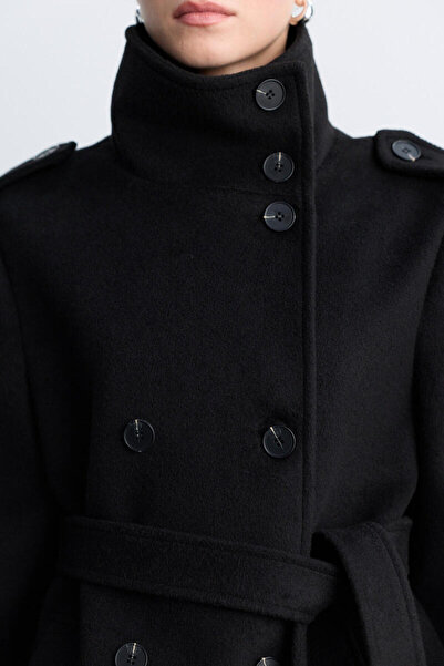 BE BLUE Black Stand-Up Collar Coat
