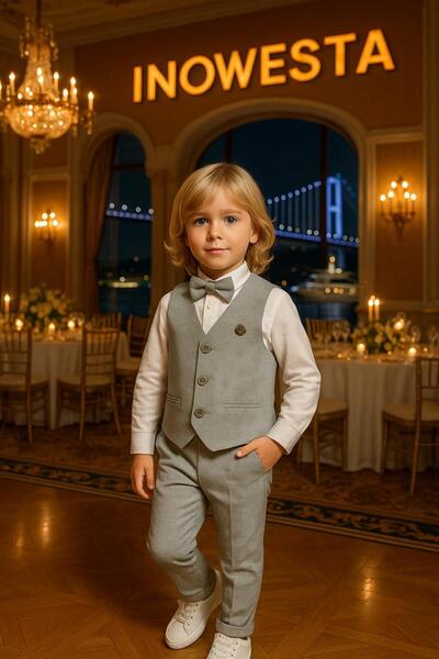 inowesta trend Boy's Vest Set Wrapsfabric Suit |   Shirt-Vest-Bow Tie-Pants |   4-Piece Set