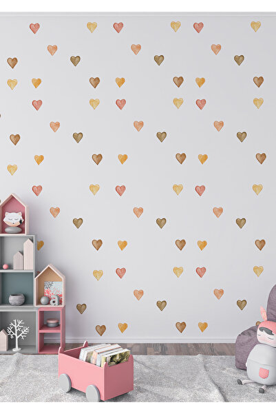 Ettycat Design Kalp Desenli Asimetrik Duvar Stickeri – Mat, Sökülebilir, Ev v...