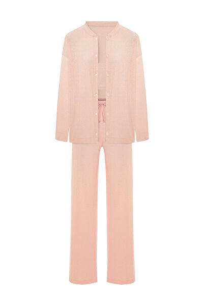 Beach&Beyond Emily Pembe 3lü Örme Takım- Ev Giyim