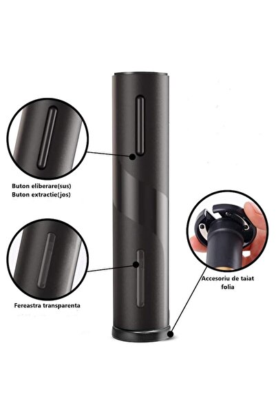 PetraBliss USB Rechargeable Electric Wine Corkscrew Set with Beer Opener and Foil Cutter - Black