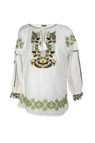 Inovius Bluza Tip Ie Alba cu Motiv Floral Multicolor - BMG73 XL