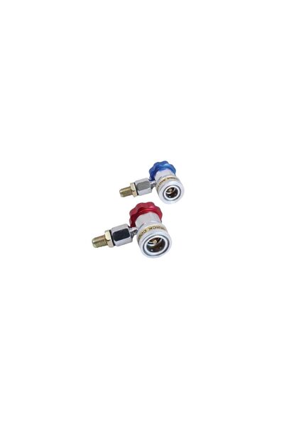 SATRA Set of 2 couplings, for air conditioning systems, R134A, 90° service connectors
