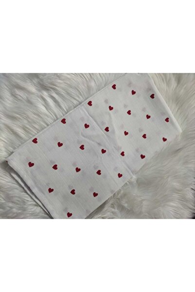 mayakids Baby White Red Heart Patterned Muslin Blanket