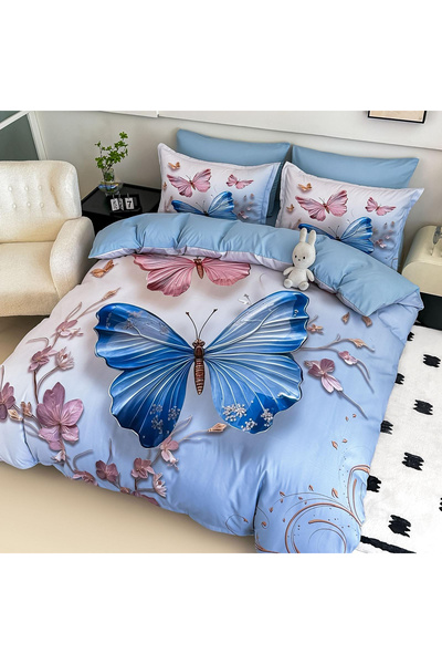 FIONNA.RO Finet Bed Linen 6 Pieces With 5D Elastic - Glass Butterflies